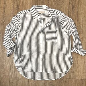 LOFT  Casual Striped Shirt in Gray and White